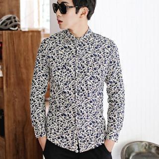 Long-sleeve Floral Corduroy Shirt