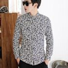 Long-sleeve Floral Corduroy Shirt