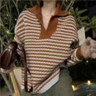 Striped Sweater Stripe - Coffee & White - One Size