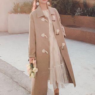 Long Toggle-front Wool Coat