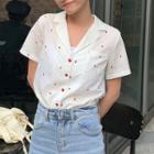 Short-sleeve Embroidered Shirt White - One Size