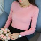 Wavy Trim Knit Pullover