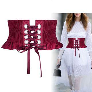 Ruffle Trim Lace-up Elastic Belt
