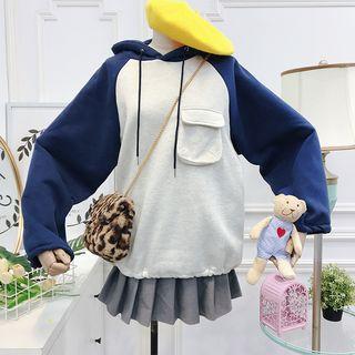 Color Block Pocketed Hoodie