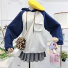 Color Block Pocketed Hoodie