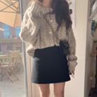 Cable Knit Cardigan / A-line Mini Skirt