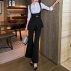 Set: Plain Shirt + Double-breast Vest + Bell Bottom Pants