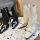 Pointy-toe Belted-detail Booties