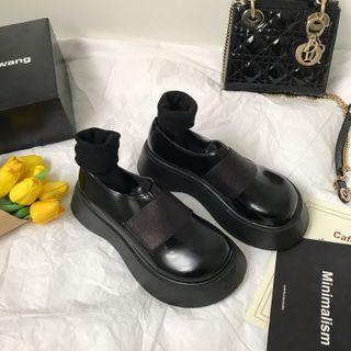 Plain Faux Leather Platform Shoes