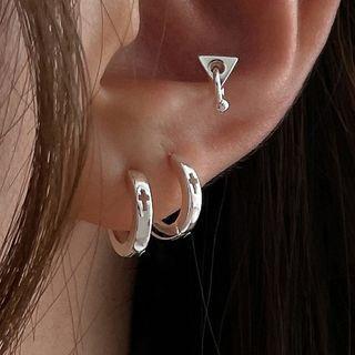 Cross Hoop Earring 1 Pc - Silver - One Size