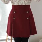 Button-detail Pleated Miniskirt