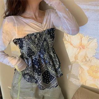 Long-sleeve Top / Paisely Print Tube Top