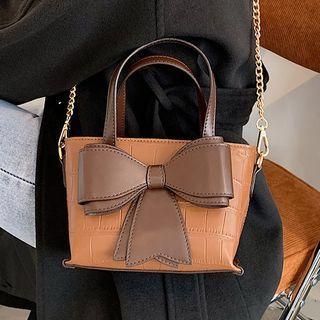 Ribbon Croc Grain Faux Leather Crossbody Bag