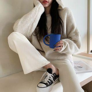 Dip-back Oversized Furry Hoodie