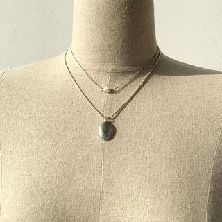 Pearl Choker & Oval Necklace Layering Set