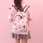Printed Zip Backpack Strawberry Pink - One Size
