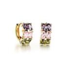 Fashion And Elegant Plated Gold Geometric Color Cubic Zirconia Stud Earrings Golden - One Size