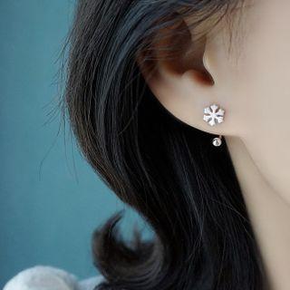 Snowflake Sterling Silver Earring 1 Pc - Silver - One Size