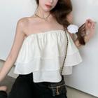 Sleeveless Off-shoulder Ruffle Top White - One Size
