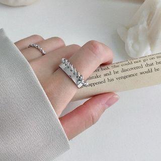 925 Sterling Silver Interlocking Hoop Open Ring Silver - One Size