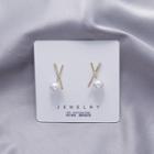 Cross Rhinestone Faux Pearl Earring 1 Pair - E1053-4 - Gold - One Size