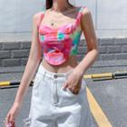 Spaghetti Strap Tie-dyed Crop Top