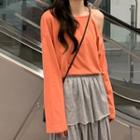 Irregular Off-shoulder Long-sleeve T-shirt