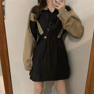 Two-tone A-line Mini Dress As Shown In Figure - One Size