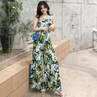 Floral Pattern Wide-leg Jumpsuit