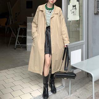 Single-breasted Hooded Midi Trench Coat
