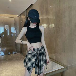 Crop Tank Top / Plaid Skort