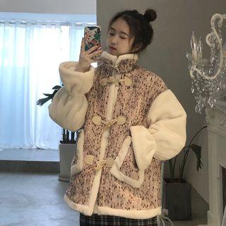 Tweed Lantern-sleeve Duffle Coat White - One Size