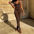 Halter-neck Draped Fitted Jumpsuit