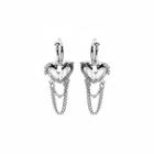 Heart Chain Detail Drop Earring E4643 - 1 Pair - Silver - One Size