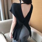 Open Knotted-back Plain T-shirt