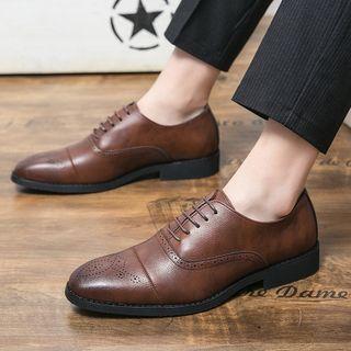 Faux-leather Panel Lace-up Casual Shoes