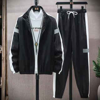 Set: Colored Panel Zipped Jacket + Pants