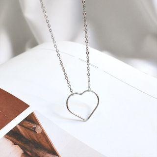 925 Sterling Silver Heart Pendant Necklace 925 Silver - Necklace - As Shown In Figure - One Size