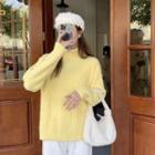 Long-sleeve High-neck Knit Sweater