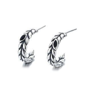 Sterling Silver Feather Mini Open Hoop Earring 078fr - 1 Pair - 925 Silver - Silver - One Size