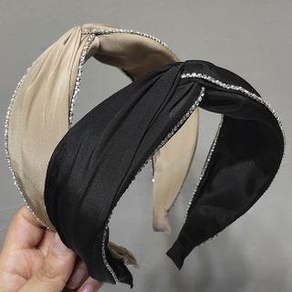 Faux Pearl Rhinestone Knotted Headband