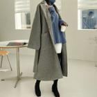 Plus Size Notch-lapel Long Wrap Coat With Sash