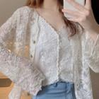 V-neck Lace Camisole Top / Light Jacket