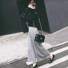 Set: Turtleneck Knit Top + Wide-leg Pants