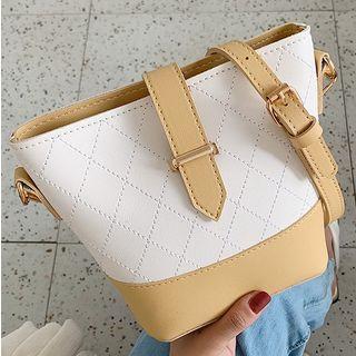 Quilted Panel Two Tone Belted Cross Bag