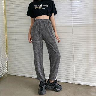 Lettering High-waist Jogger Pants