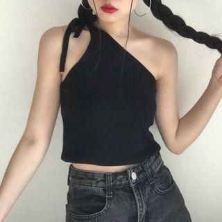 One-shoulder Sleeveless Knit Top