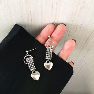 Heart Dangle Earring 1 Pair - Earrings - Silver - One Size