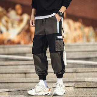 Color Block Buckled Cropped Cargo Harem Pants
