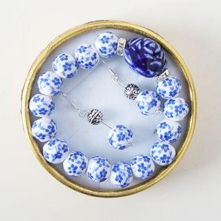Set: Ceramic Beaded Bracelet + Earring